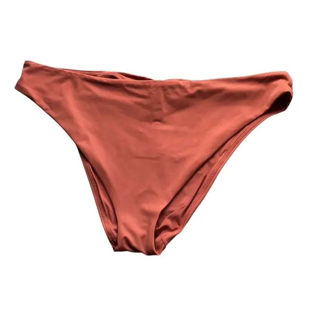 Andie NWT The Symi Sustainable High Leg Cut Low Rise Bikini Bottom Cedar XL